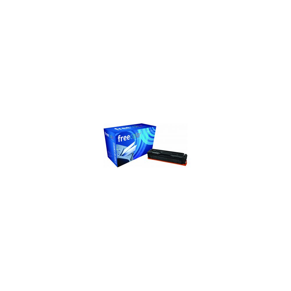 Una scatola blu Freecolor e un toner nero accanto.