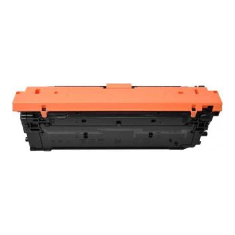 Corpo cartuccia toner arancione e nero, su sfondo bianco.