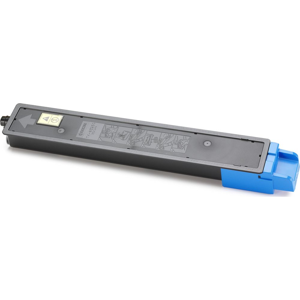 Une cartouche de toner noire avec un levier bleu sur le côté droit.