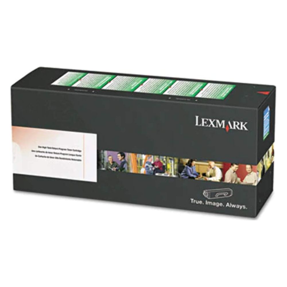 Lexmark-Box mit Bildern von Menschen, die arbeiten. Unten steht „True. Image. Always.“