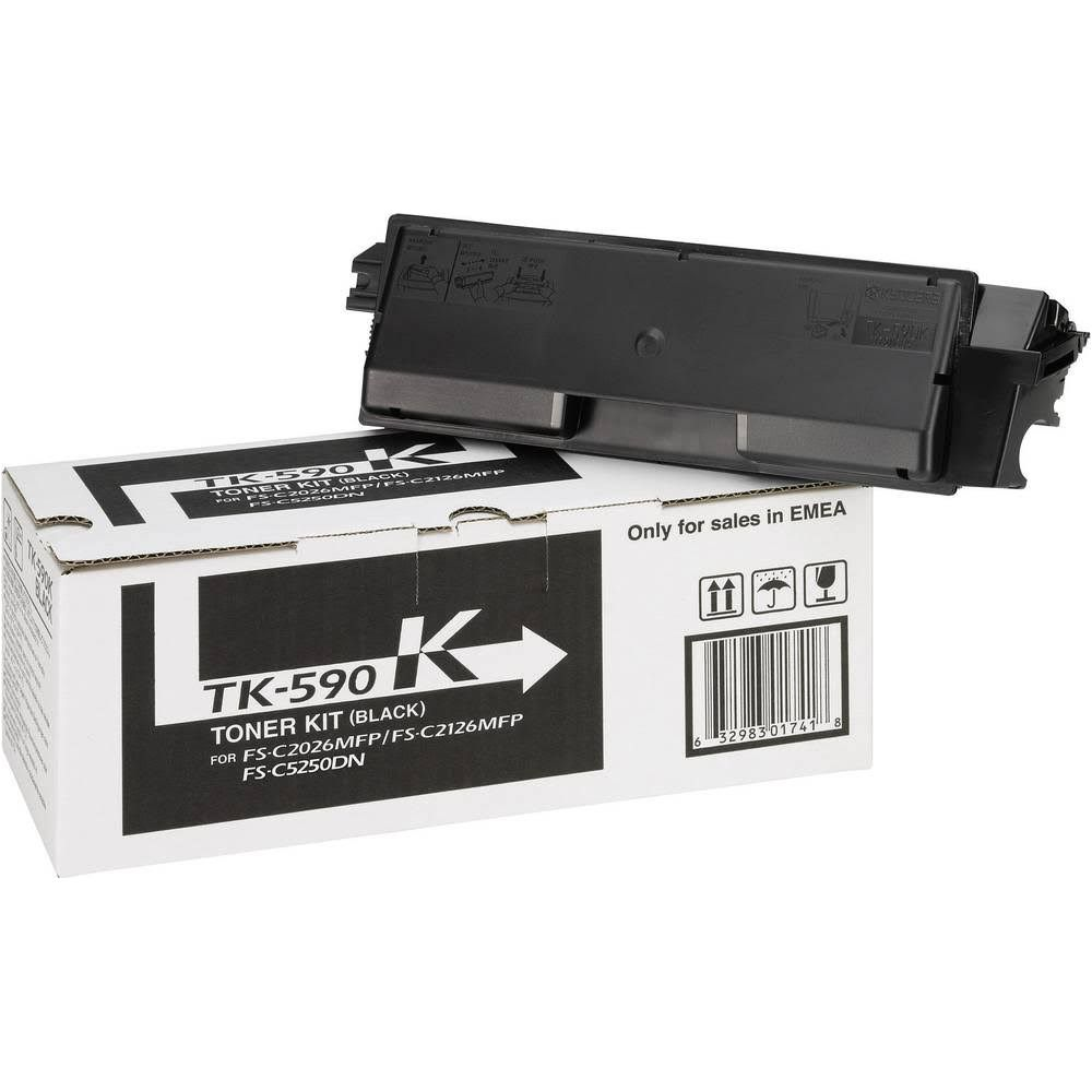 Boîte de kit de toner noir TK-590 avec cartouche de toner.