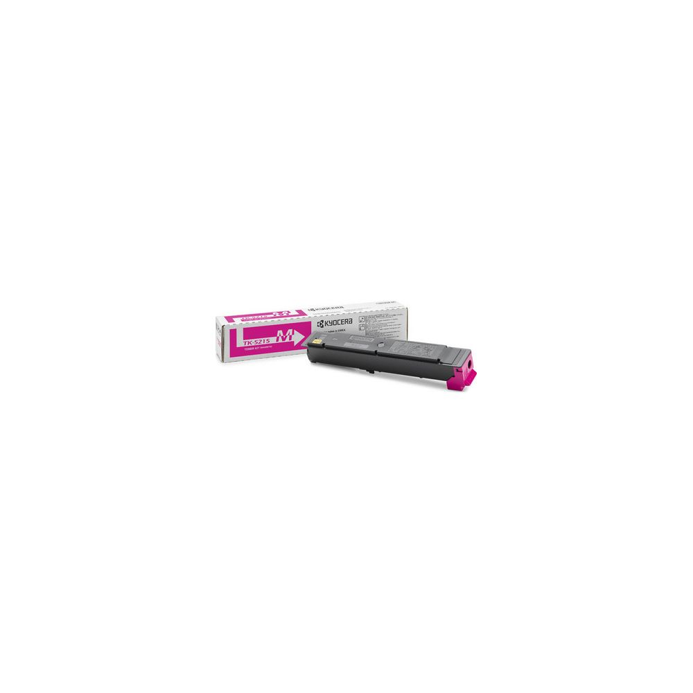 Kit de tóner magenta Kyocera TK-5215 junto a su caja.