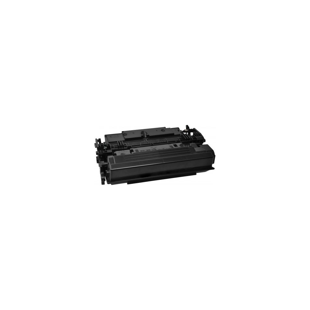Una cartuccia toner nera isolata su sfondo bianco.
