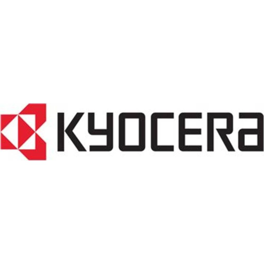 Logo Kyocera: Czerwony symbol po lewej, obok czarny napis KYOCERA.