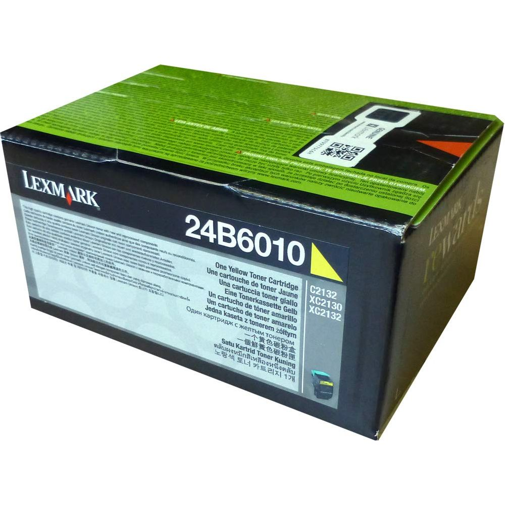 Una cartuccia toner gialla Lexmark 24B6010 per stampanti, modello XC2130/XC2132.