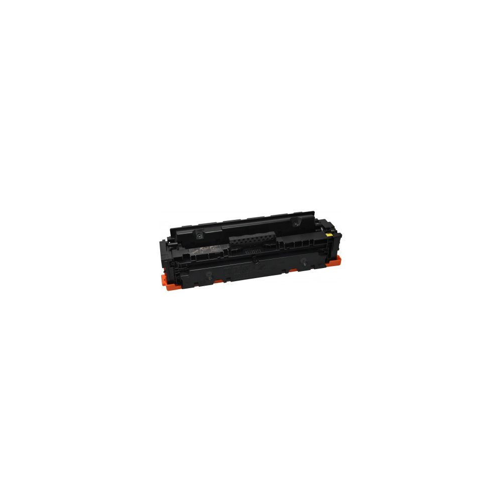 Cartuccia toner nera con accenti arancioni su sfondo bianco.