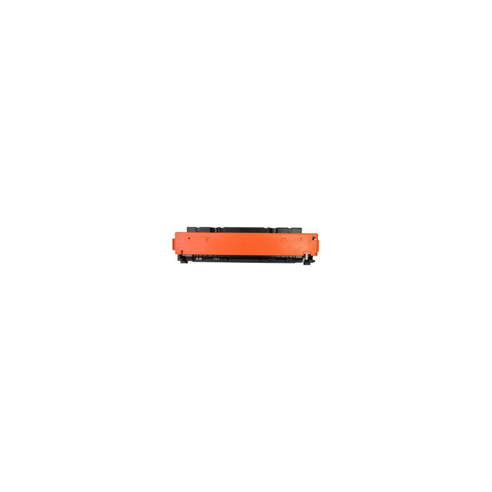 Una cartuccia toner arancione, accessorio per stampante, con dettagli neri.