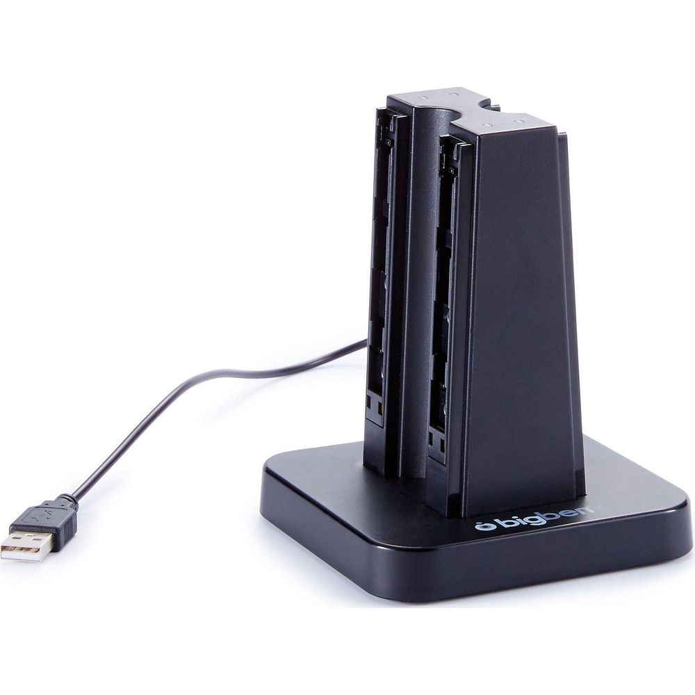 Supporto di ricarica nero con cavo USB, marca Bigben.