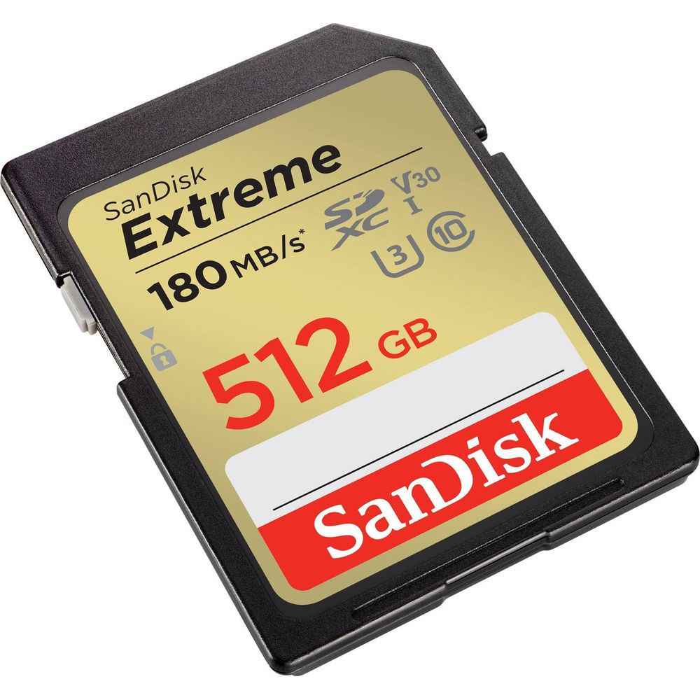 Karta SD SanDisk Extreme 512 GB 180 MB/s, V30, U3, Klasa 10.