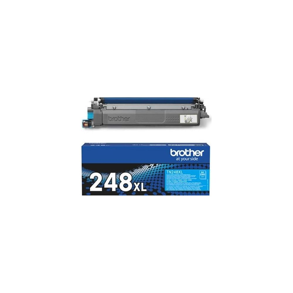 Toner Brother TN248XL, kolor cyjan. Logo Brother i "at your side".