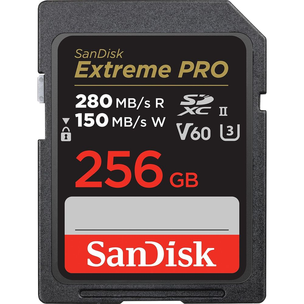 Karta SD SanDisk Extreme PRO, 256 GB, 280 MB/s odczyt, 150 MB/s zapis.