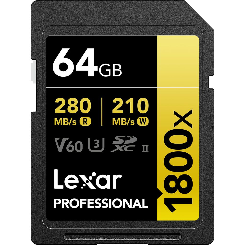 Lexar 64GB Profi-SD-Karte mit 1800x Geschwindigkeit, 280MB/s Lesen, 210MB/s Schreiben.