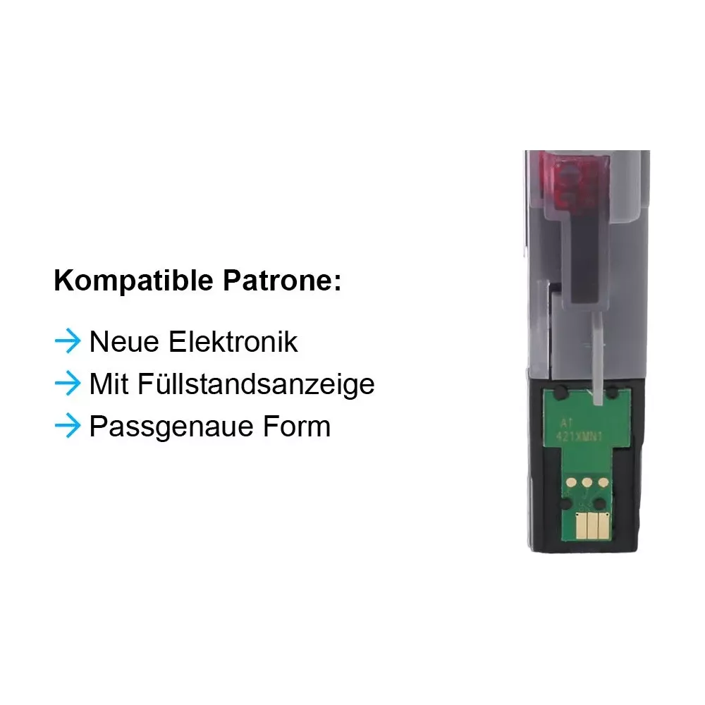 Tusz do drukarki z elektroniką, wskaźnikiem poziomu i czerwonym czujnikiem.