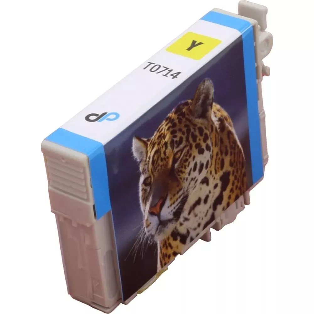 Yellow ink cartridge featuring a jaguar image and the text T0714.