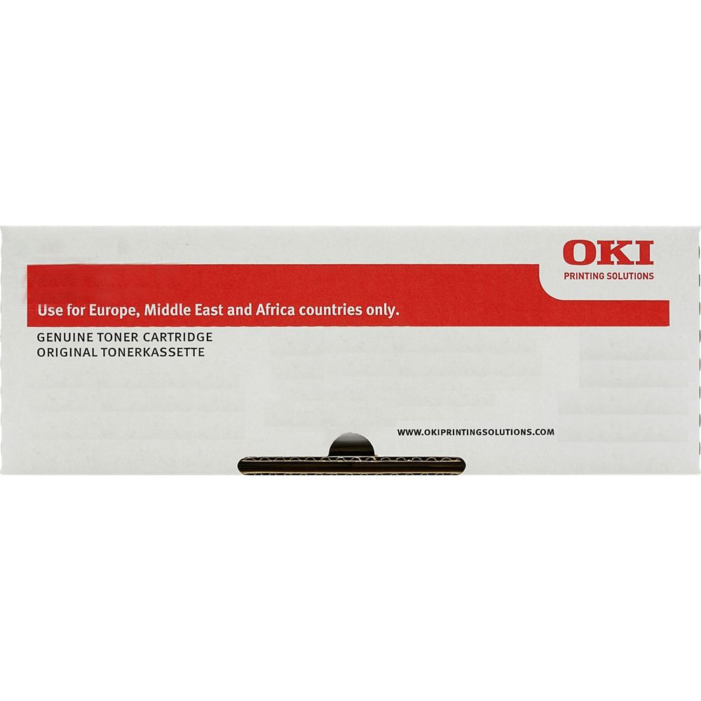 OKI toner cartridge for Europe, Middle East, Africa. White box.