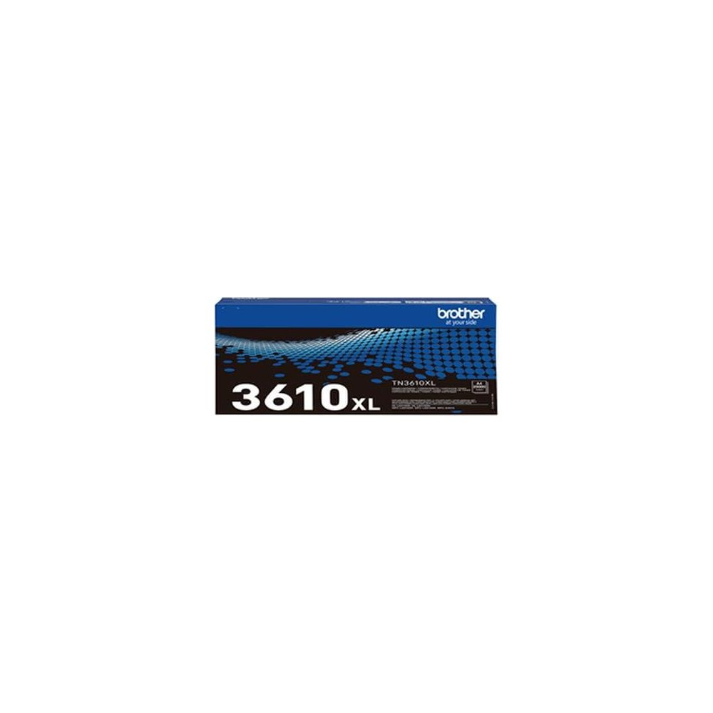 Boîte de toner Brother TN3610XL avec motif bleu et texte.