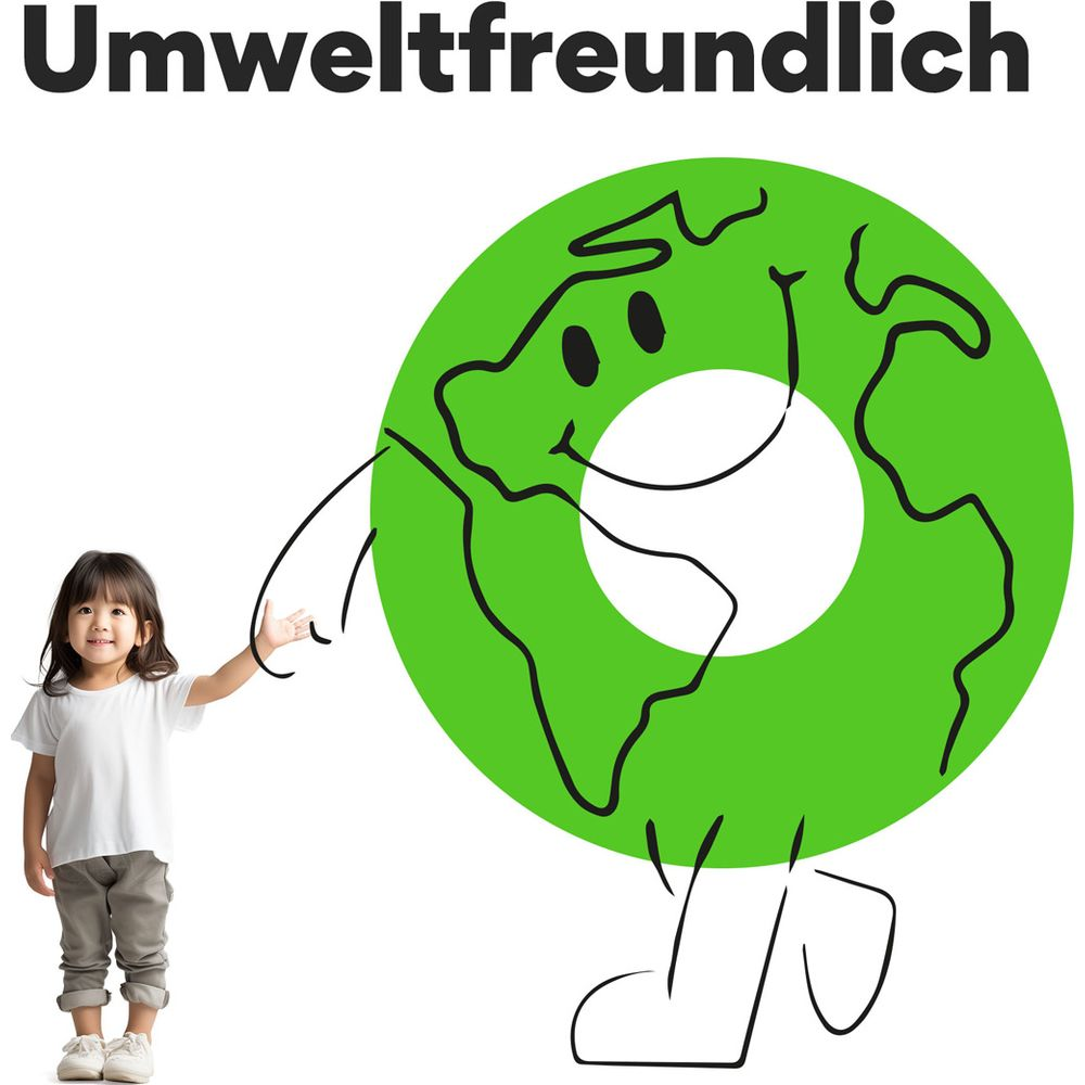 Dziecko stoi obok zielonej Ziemi z twarzą. Przyjazne dla środowiska.