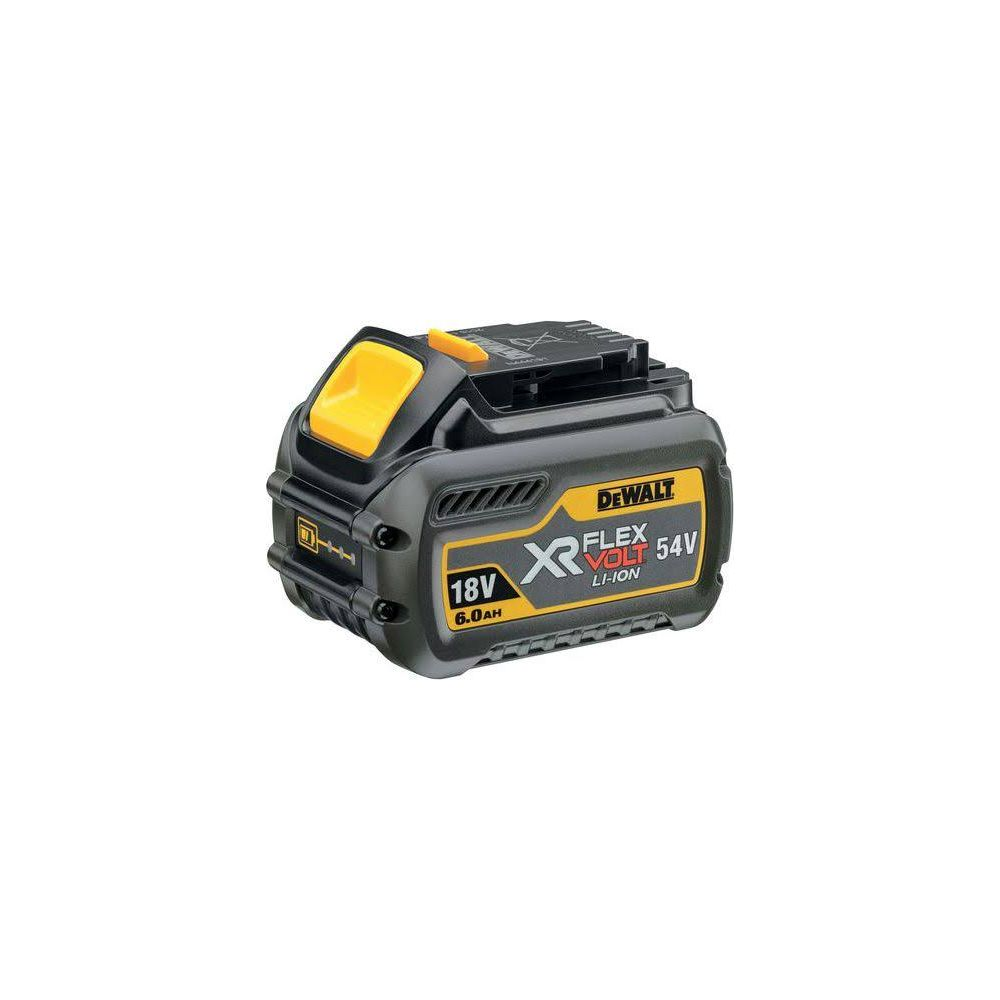 Batteria nera e gialla DeWalt XR Flex Volt 54V Li-Ion, 18V, 6,0Ah.