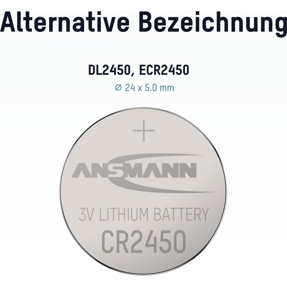 Srebrna bateria litowa Ansmann CR2450 3V.
