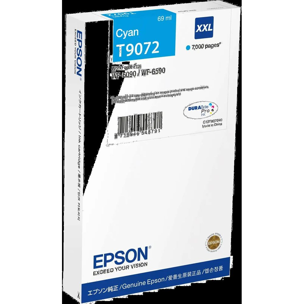 Kieszeń atramentowa Epson T9072 Cyan XXL z tuszem DURABrite Pro.