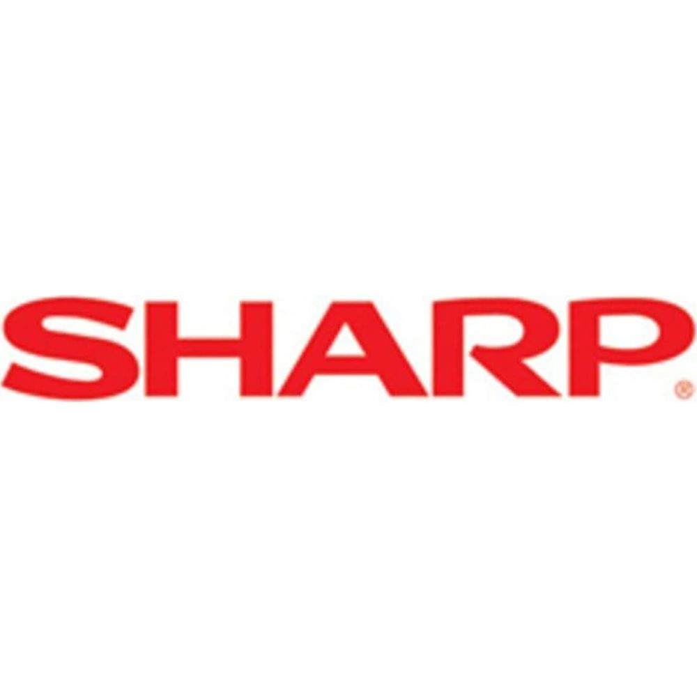 La parola "SHARP" in rosso, carattere sans-serif su sfondo bianco.