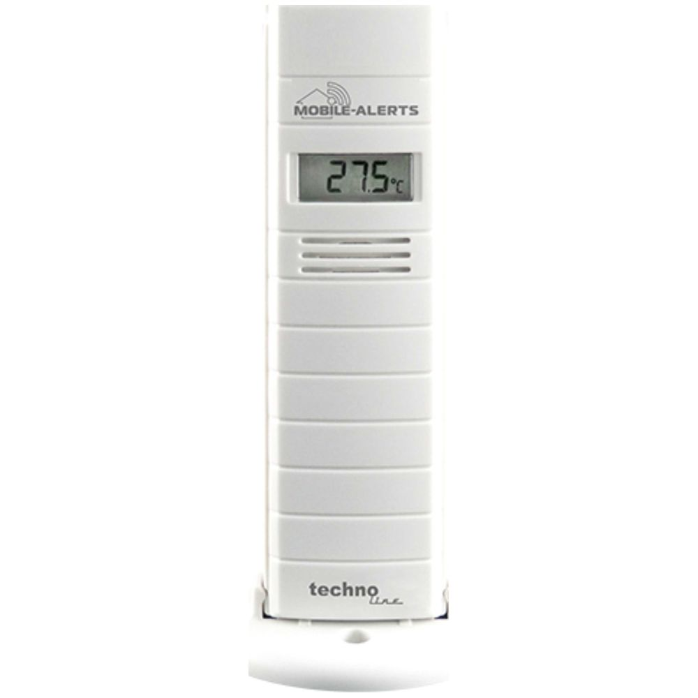 Un dispositivo bianco con schermo LCD che mostra 27.5°C.