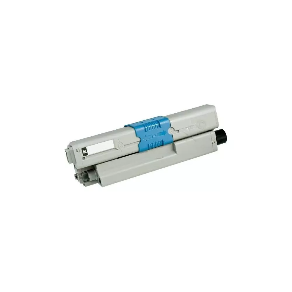 Grijze tonercartridge met blauwe clip en zwarte punt.