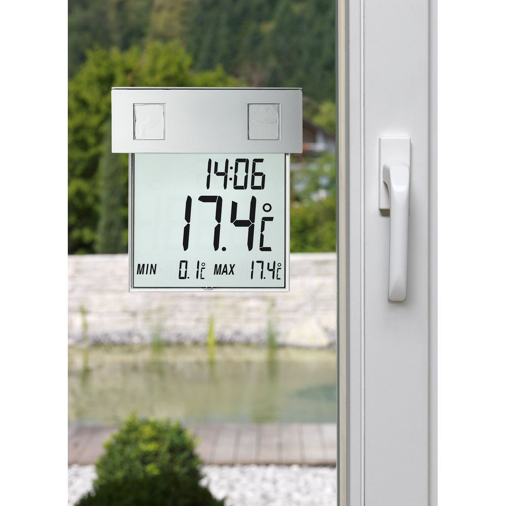 Digital thermometer zeigt 17,4°C, 14:06 Uhr, Min 0,1°C, Max 17,4°C.