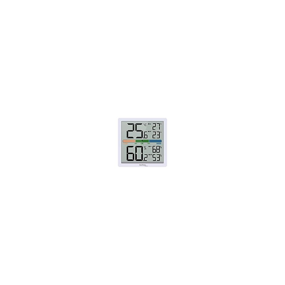 Digitales Thermometer und Hygrometer zeigt 25°C, 6°C min, 27°C max, 60.2% Luftfeuchtigkeit, 68% max, 53% min.