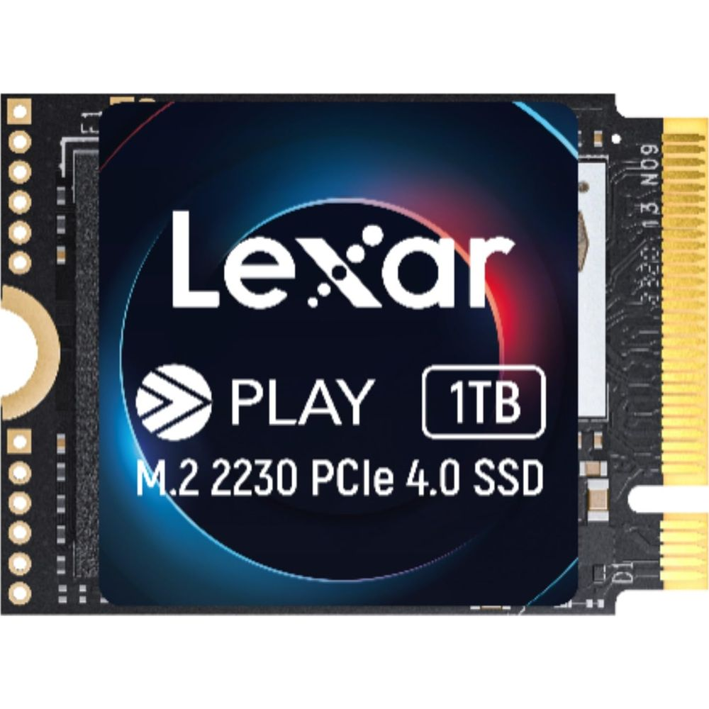 Dysk Lexar PLAY 1TB M.2 2230 PCIe 4.0 ze złotymi pinami złącza.