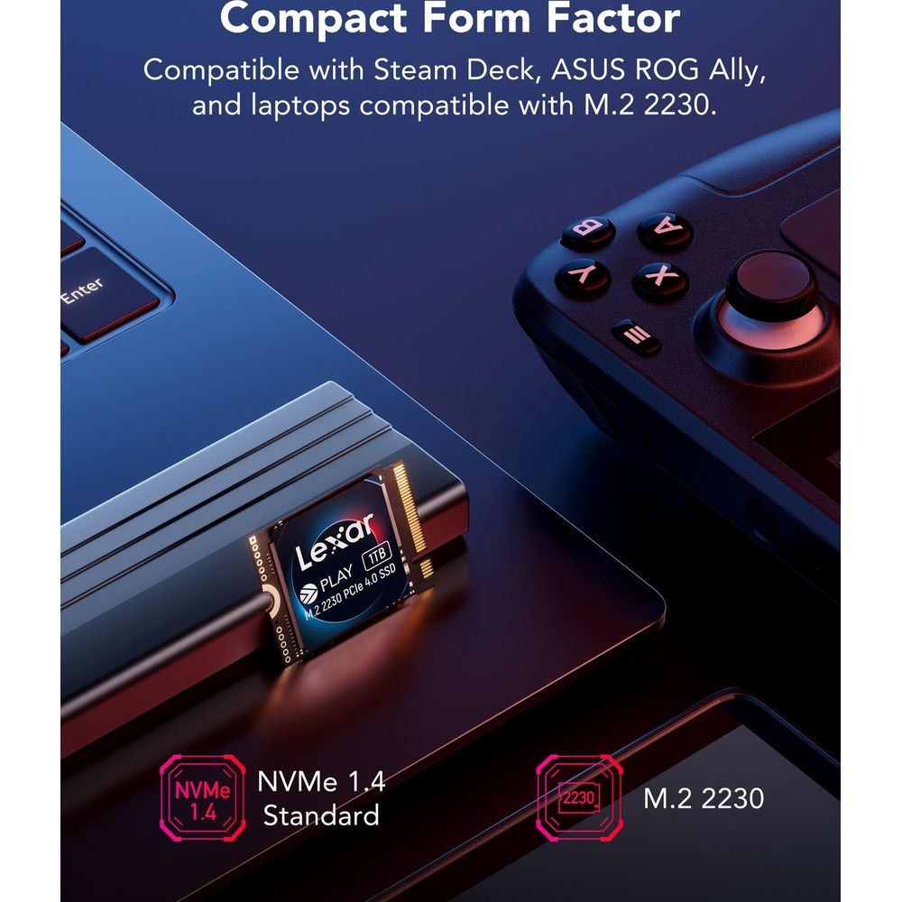 Dysk SSD Lexar 1TB M.2 2230 na laptopie z kontrolerem.