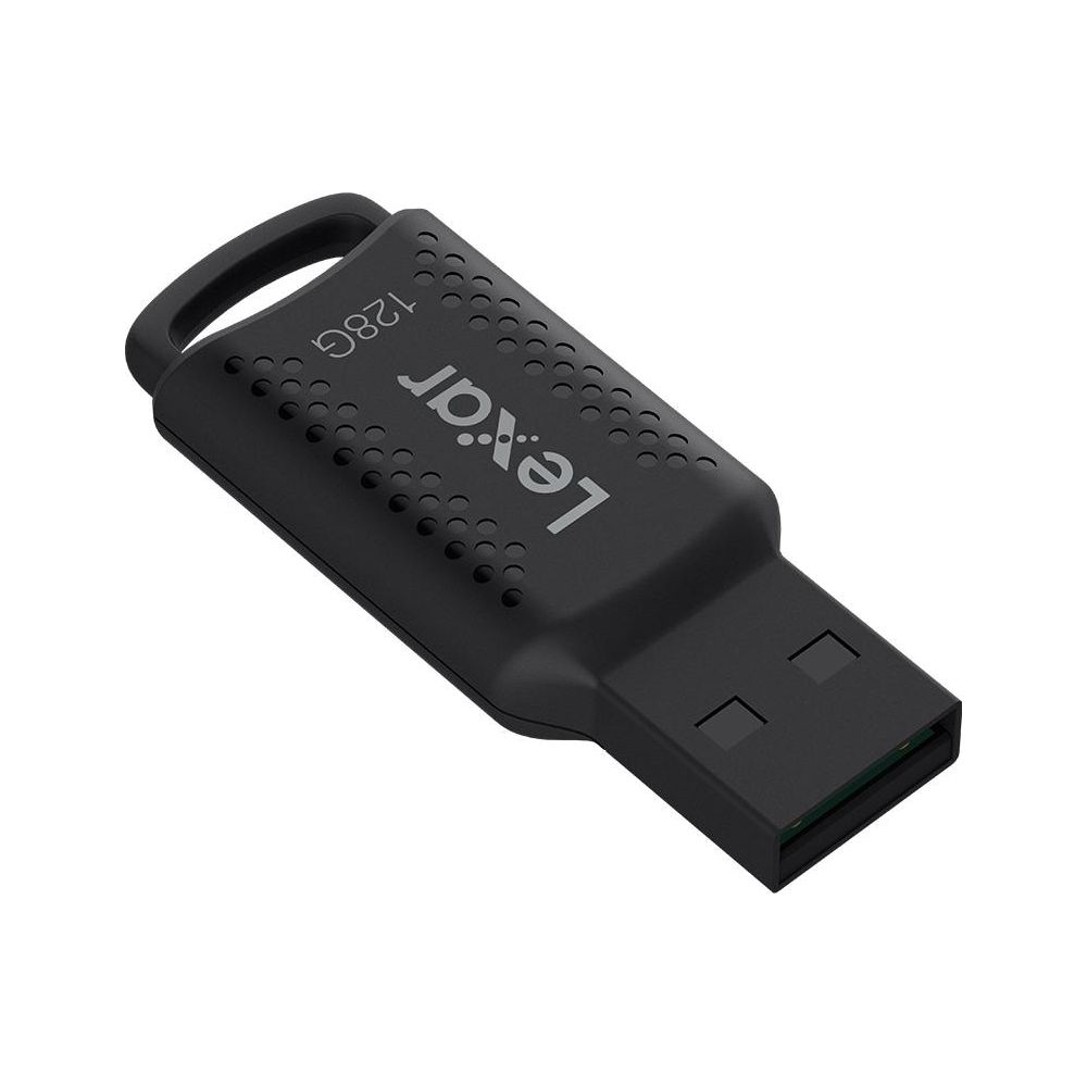 Czarny pendrive Lexar 128 GB z teksturowaną powierzchnią.