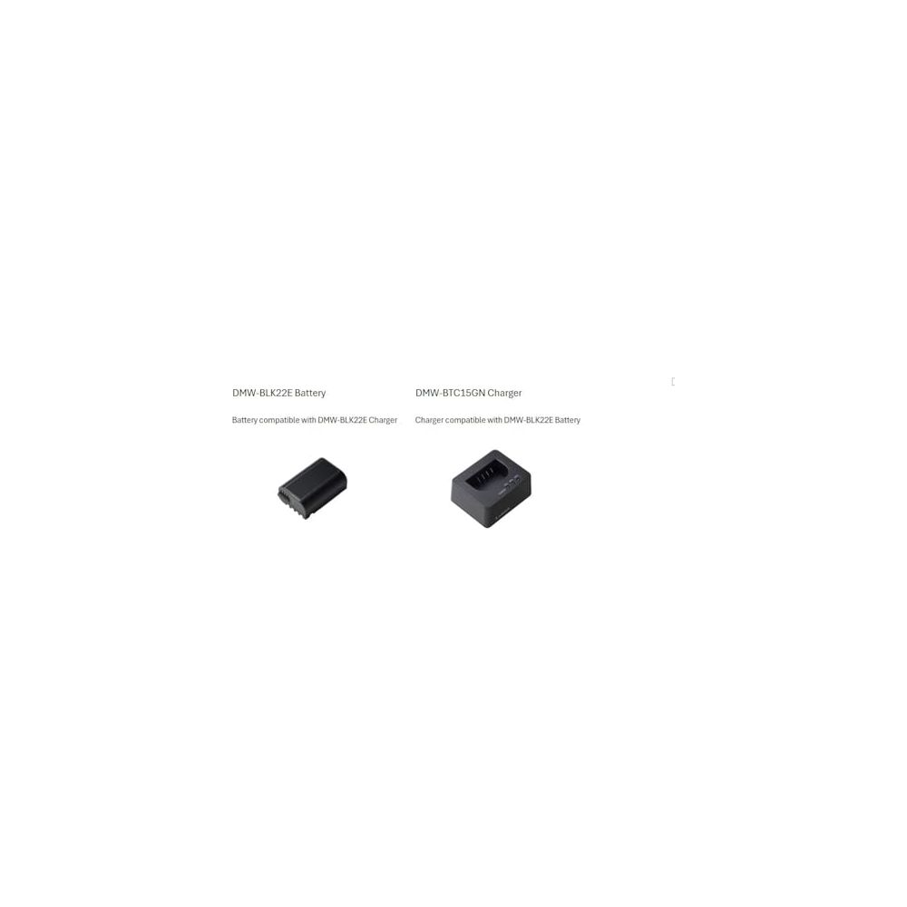Batteria DMW-BLK22E e caricabatterie DMW-BTC15GN.