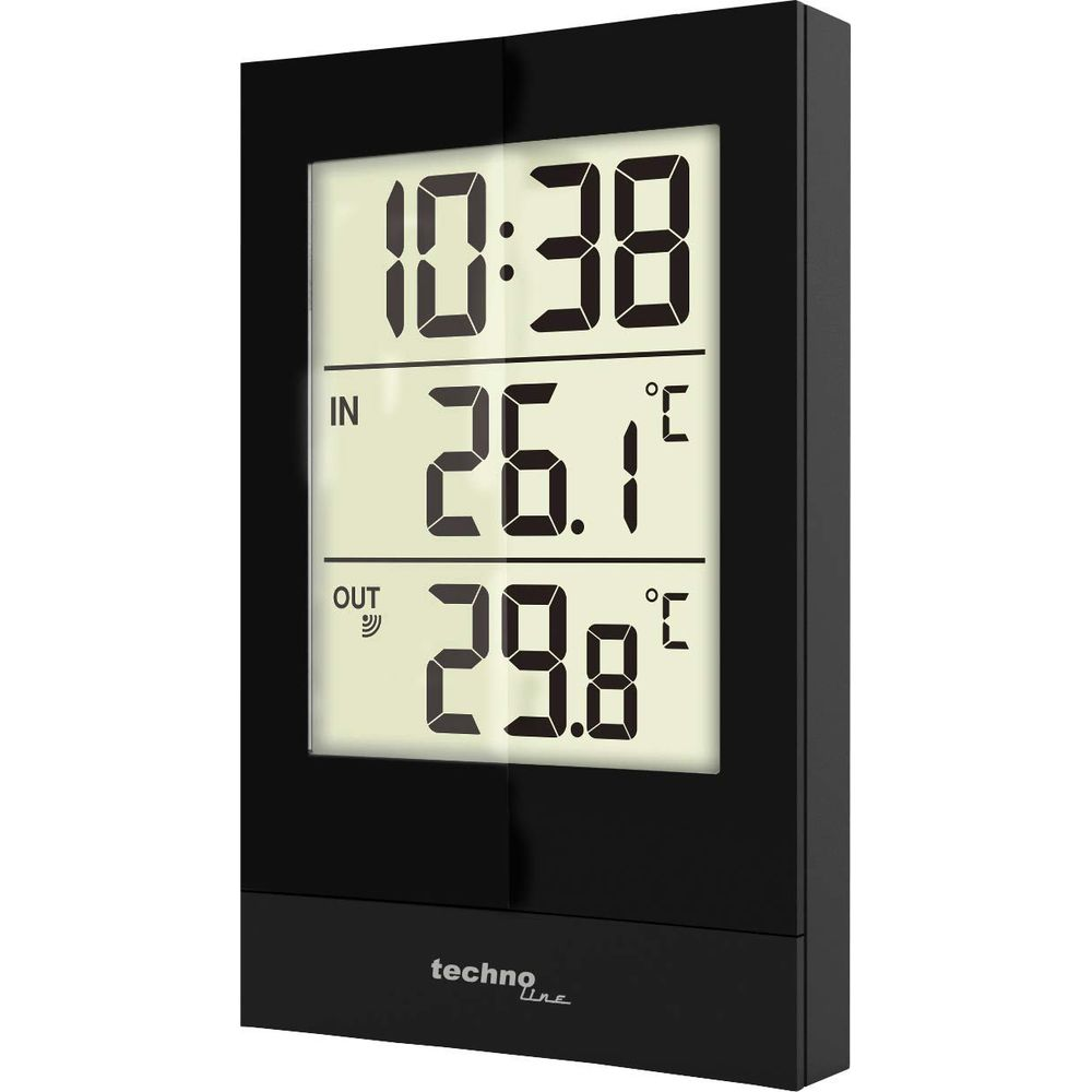 Orologio digitale mostra 10:38, temp interna 26,1°C, temp esterna 29,8°C.