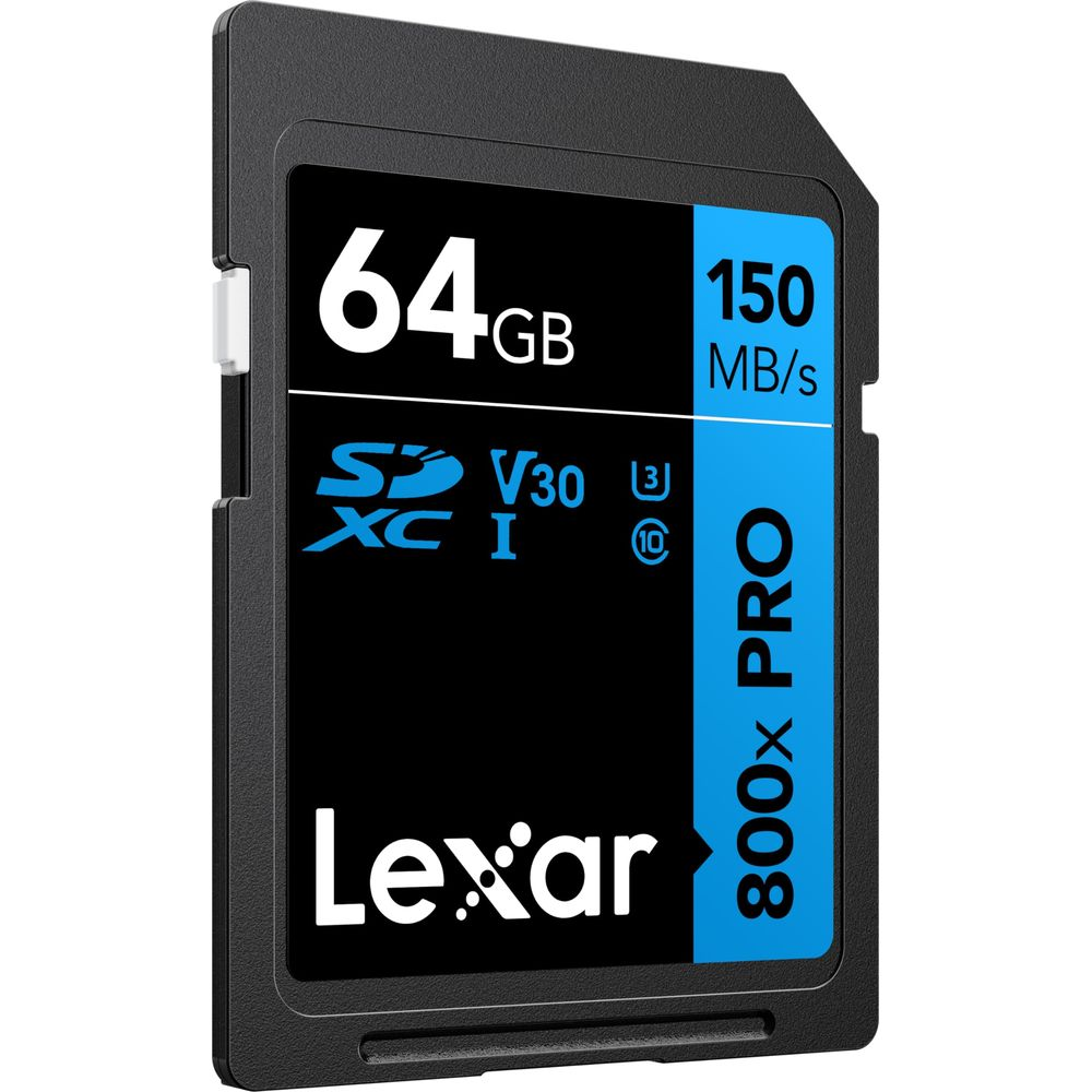 Carte Lexar 64Go SDXC avec 150 Mo/s, V30 et 800x PRO.