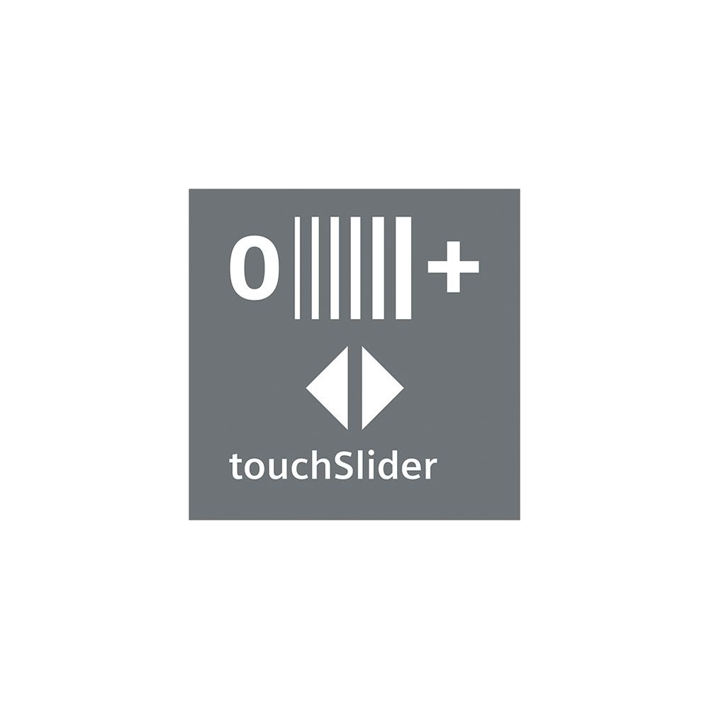 Symbole : 0, barres, +, flèches et texte 'touchSlider'.