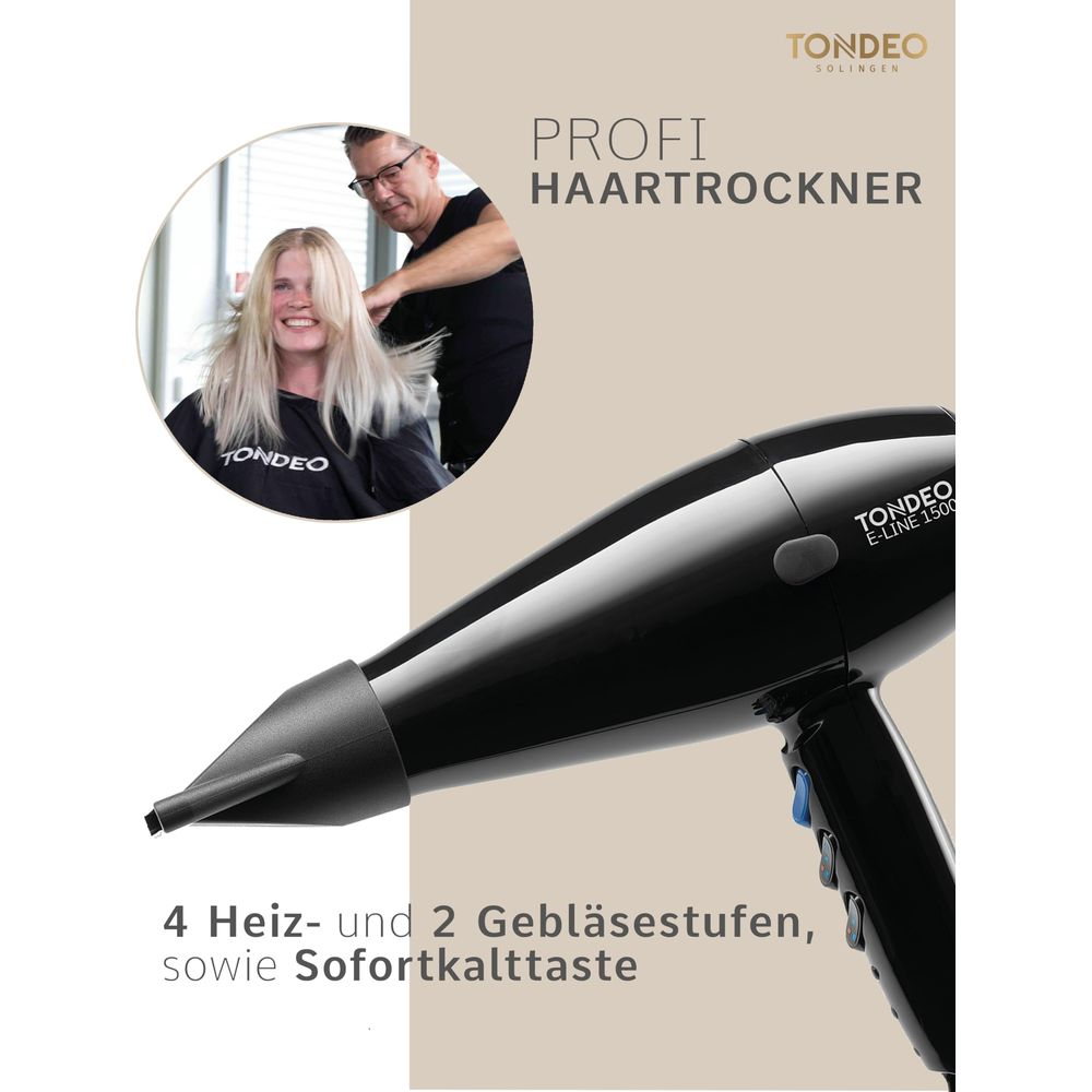 Mężczyzna suszy włosy kobiecie. Czarna suszarka do włosów na pierwszym planie.