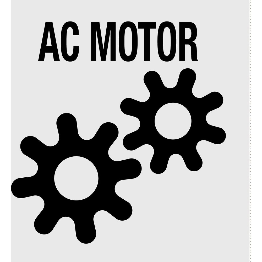 Deux engrenages noirs avec le texte AC MOTOR.