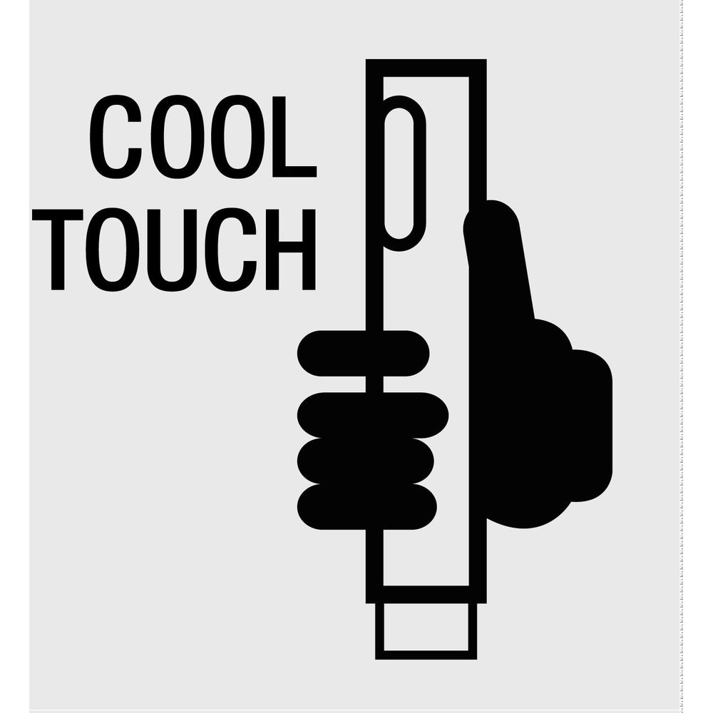 Main touchant un appareil avec le texte « Cool Touch ».