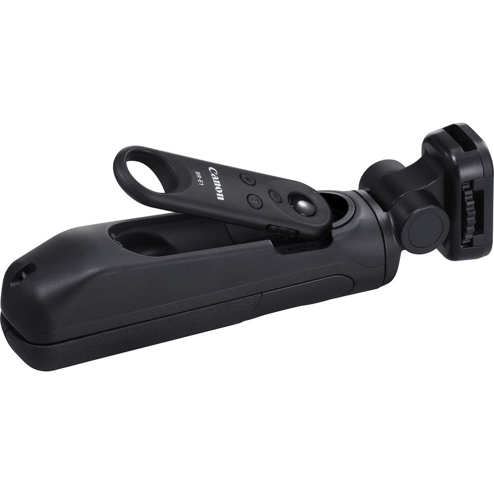 Empuñadura negra para cámara Canon con control remoto y articulación.