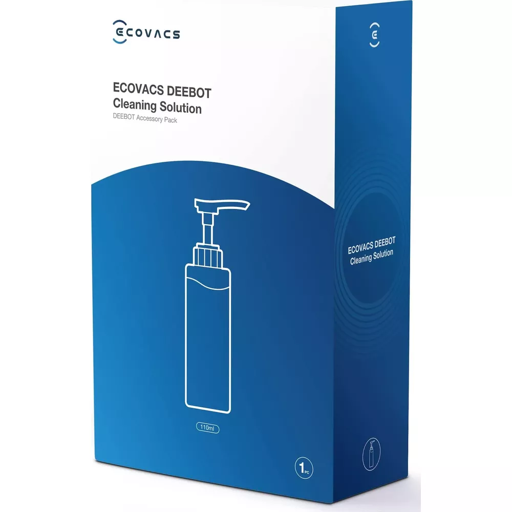Niebieskie pudełko z płynem czyszczącym ECOVACS DEEBOT, 110ml.
