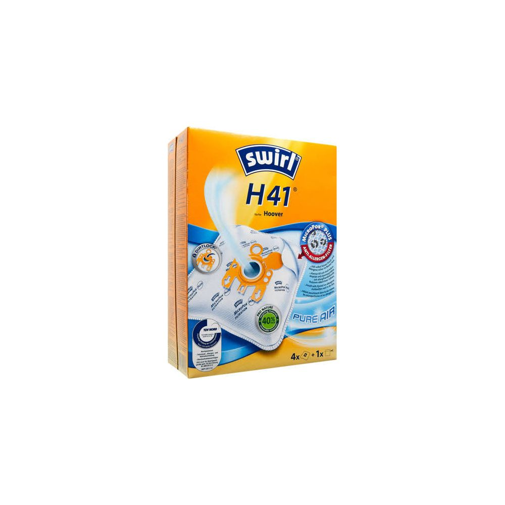 Packung Swirl H41 Staubsaugerbeutel für Hoover, mit Pure Air Filter.