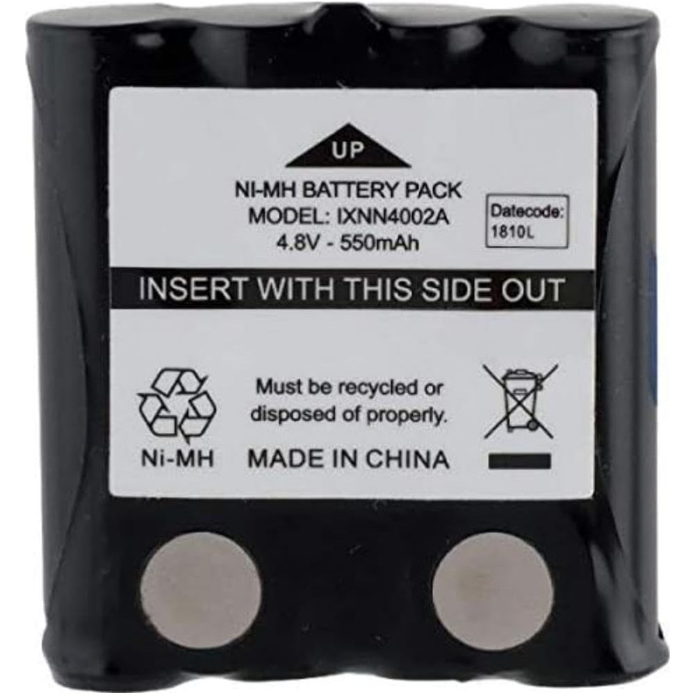 Schwarz-weißer Ni-MH-Akku mit Modellnummer IXNN4002A, 4,8V, 550mAh.