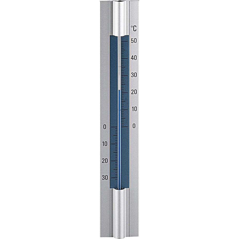 Ein Thermometer mit blauer Flüssigkeit zeigt ca. 31°C an.