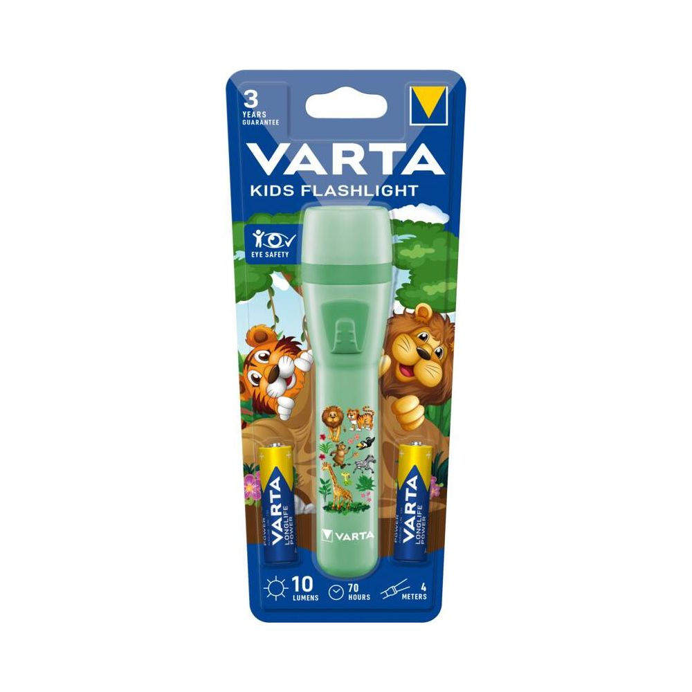 Lampe torche Varta enfant avec dessins d'animaux, 10 lumens, 70h.