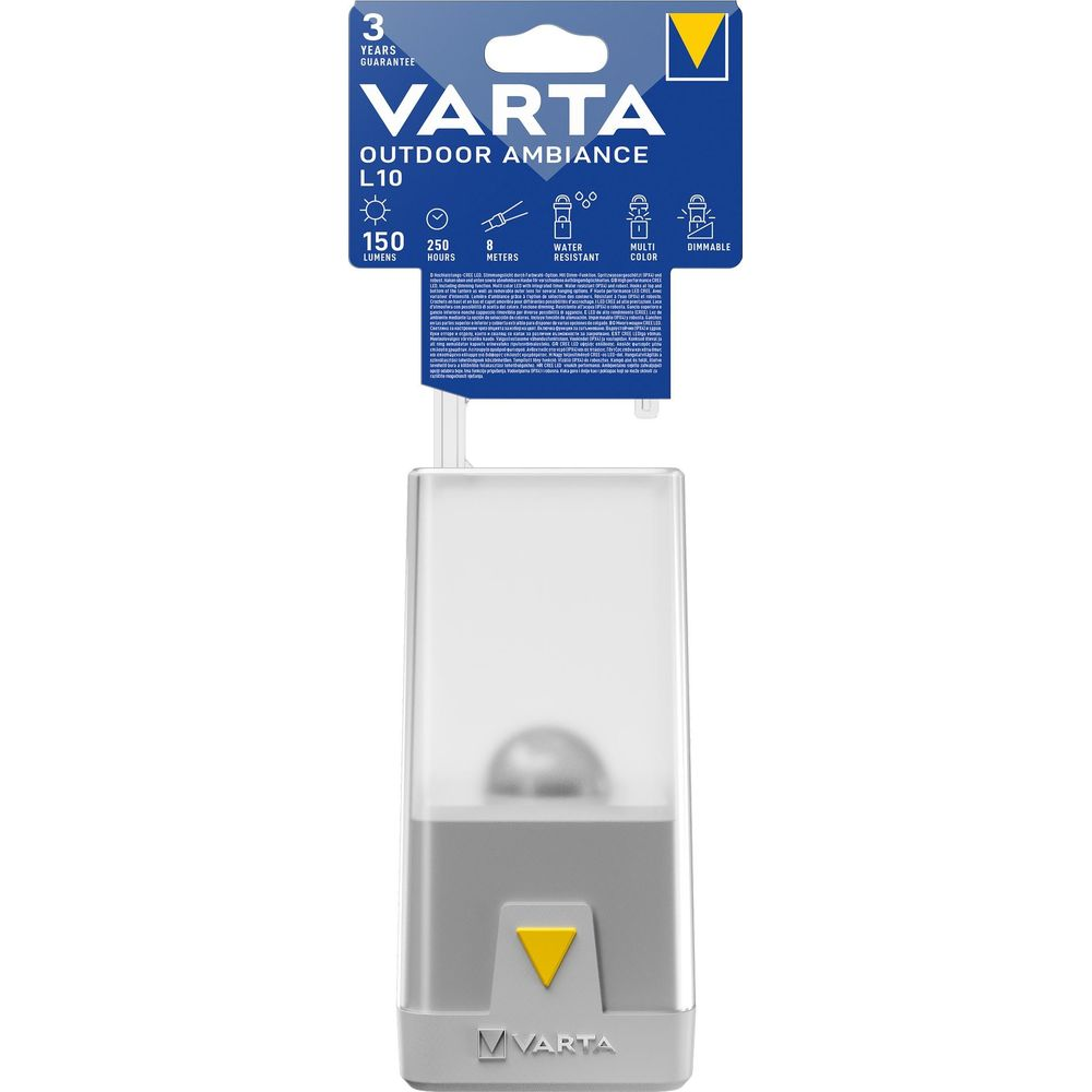 Lampada Varta Outdoor Ambiance L10, grigia e bianca, 150 lumen, 250 ore.