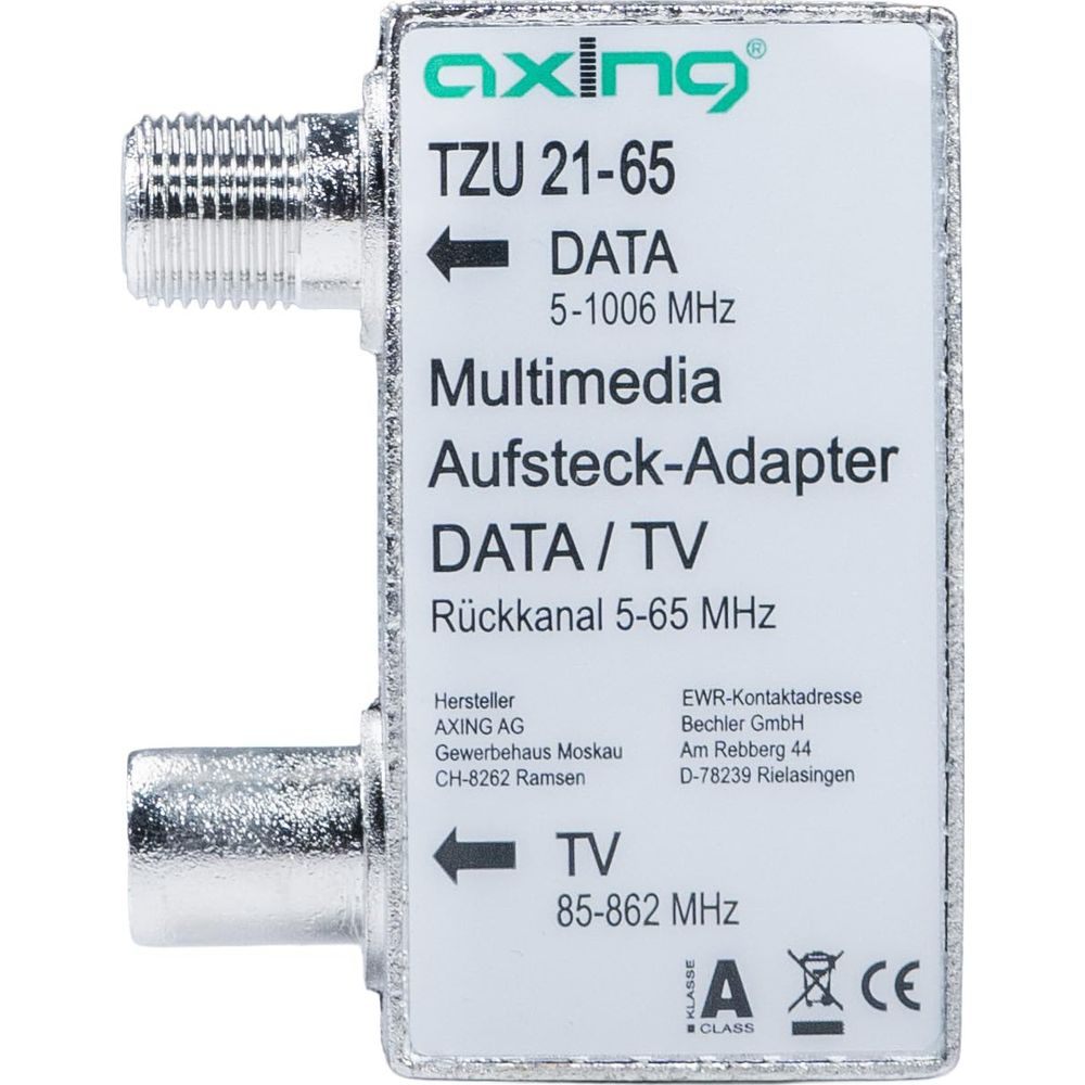 Axing TZU 21-65 Multimedia Aufsteck-Adapter für DATA/TV mit Anschlüssen.
