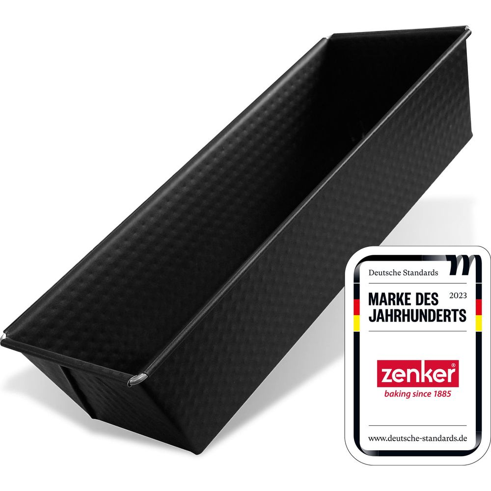Eine schwarze Kastenform mit Wabenstruktur und einem "Marke des Jahrhunderts" Siegel.