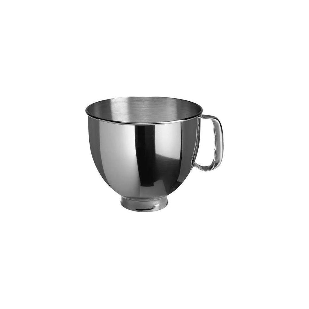 Edelstahlschüssel mit Griff, Studioaufnahme.