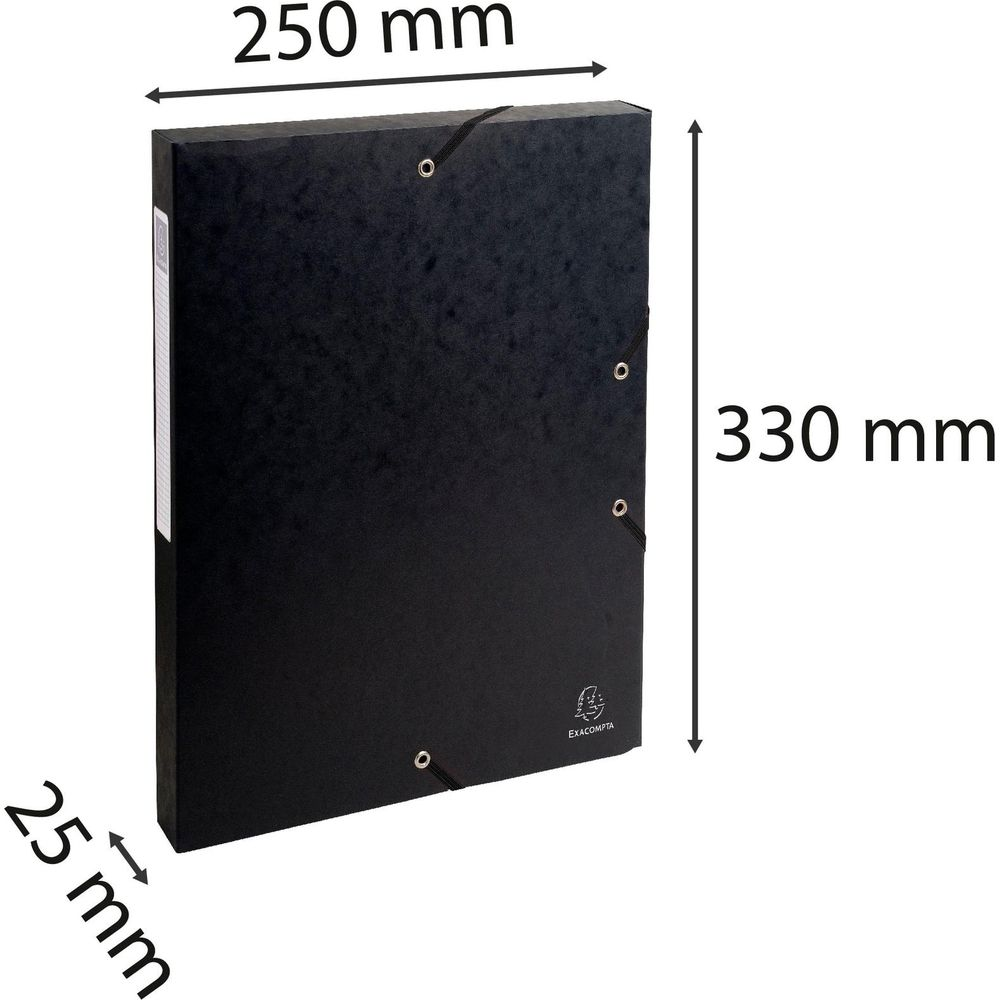 Czarna teczka z zamknięciem na gumkę, 250x330x25 mm.
